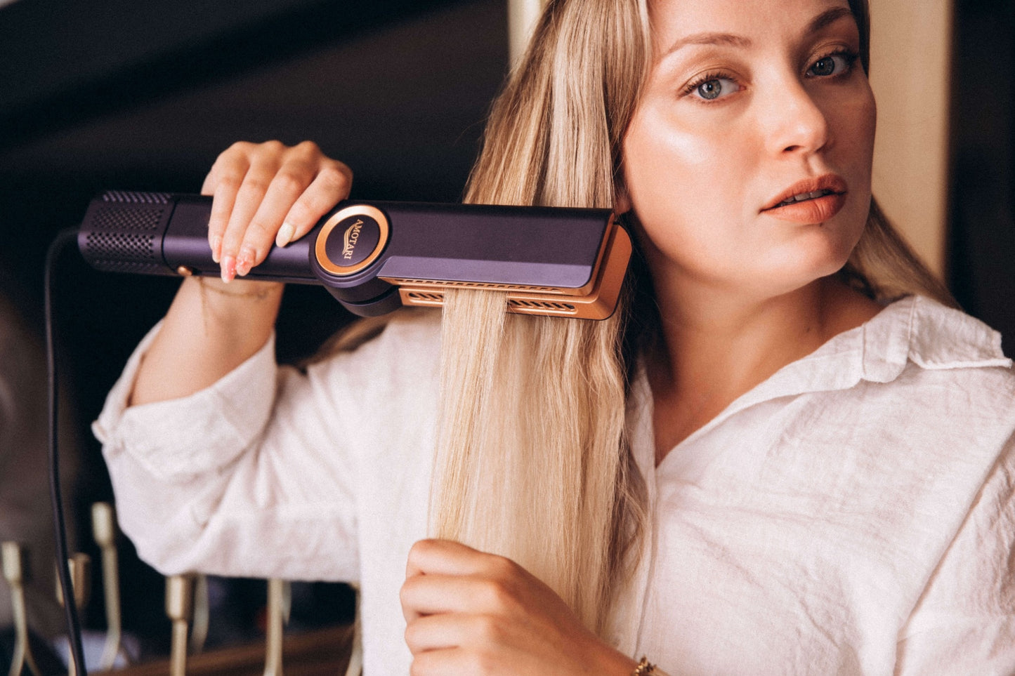 Fusion Styler™ by AMOTARI® – Lisseur-Séchant 2-en-1 à Air Ionique